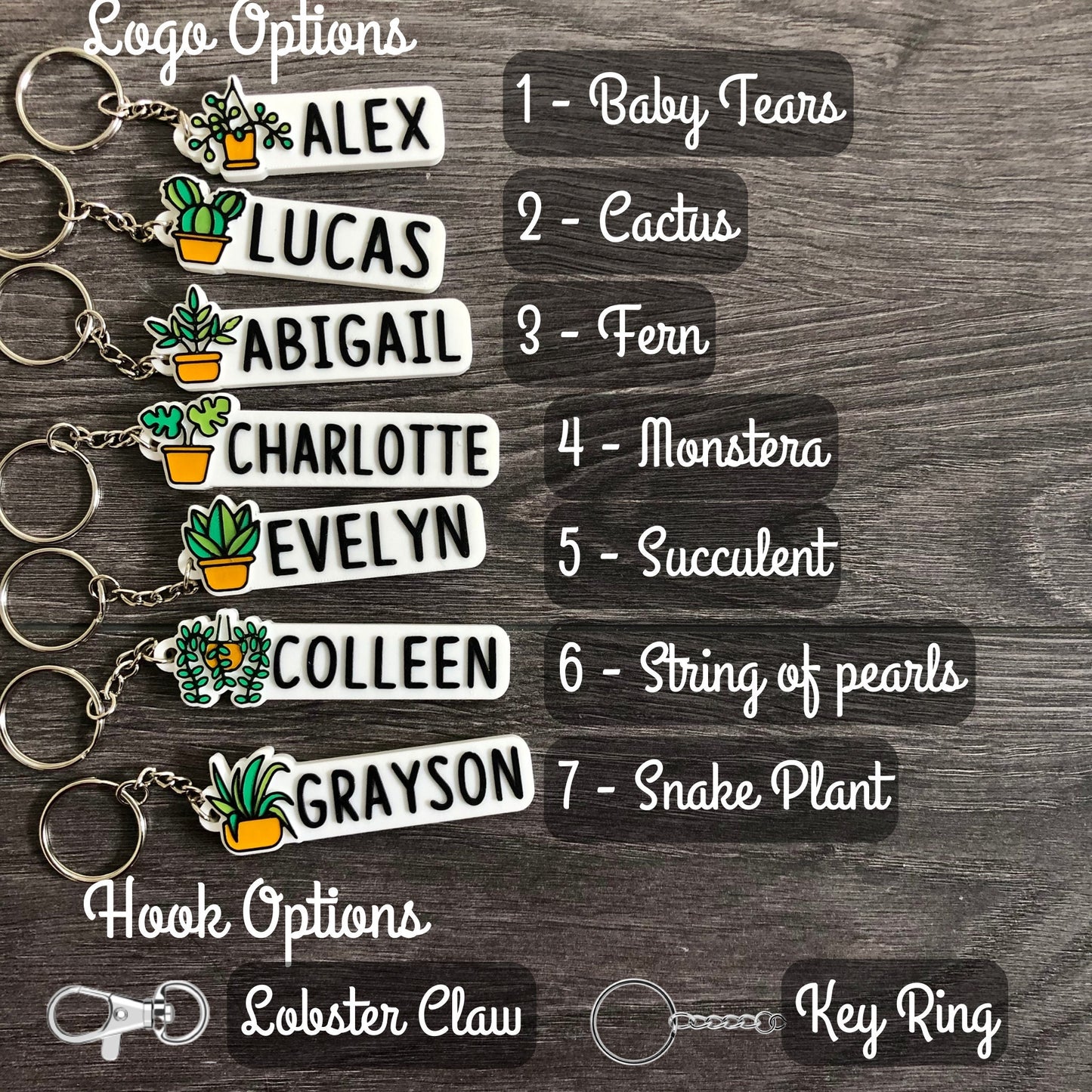 House Plant Custom Name Keychain
