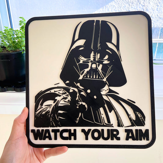 Watch Your Aim Bathroom Sign | Restroom Sign | Darth Vader