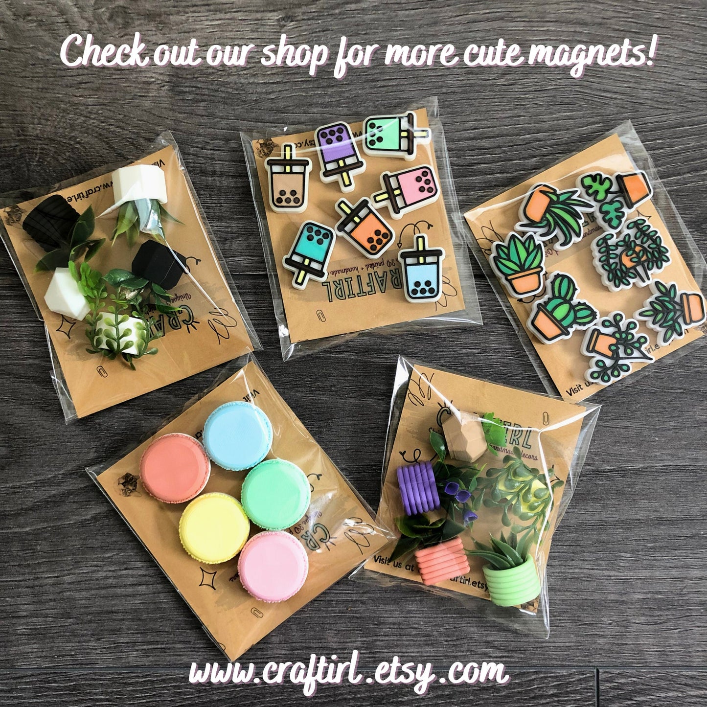 Mini Succulent Cauldron Fridge Magnet