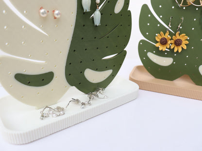 Monstera Leaf Earrings and Pin Stand