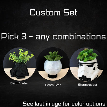 Star Wars Planter Bundle – Darth Vader, Stormtrooper, Death Star