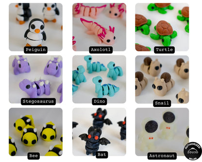 Mini Articulate Animal Toy Pack + Free Dragon Egg Included