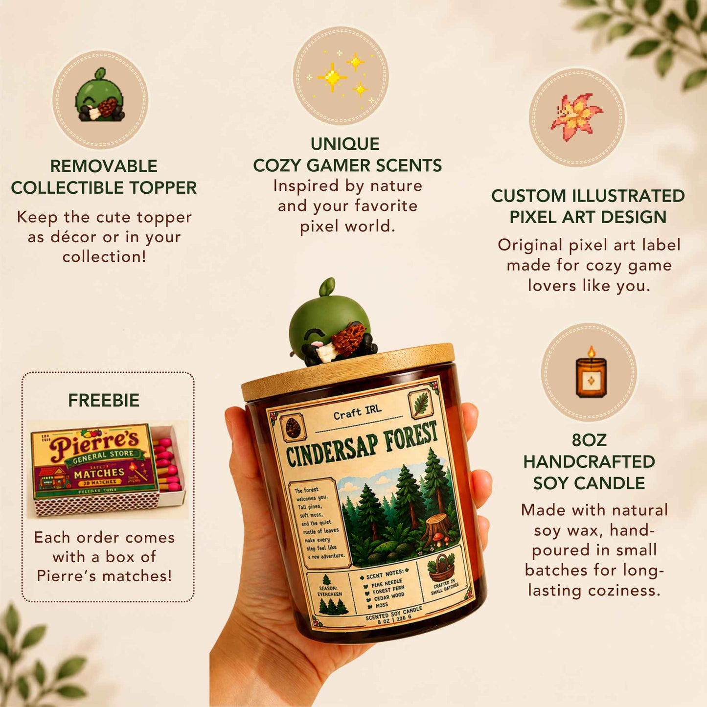 Stardew Valley Inspired Candles with Junimo Buddy