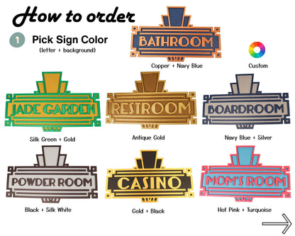 Custom Art Deco Sign | Retro Ambiance | Art Deco | Home Theater | Bathroom | Office Sign | Business Sign