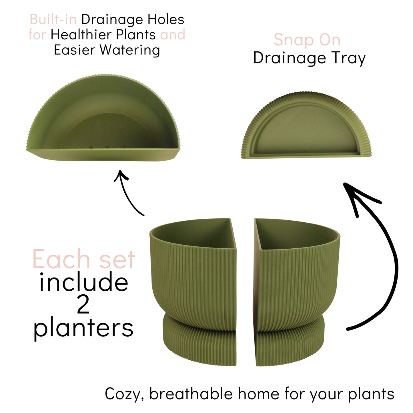 Ribbed Bookend Planter – Minimalist Home Decor