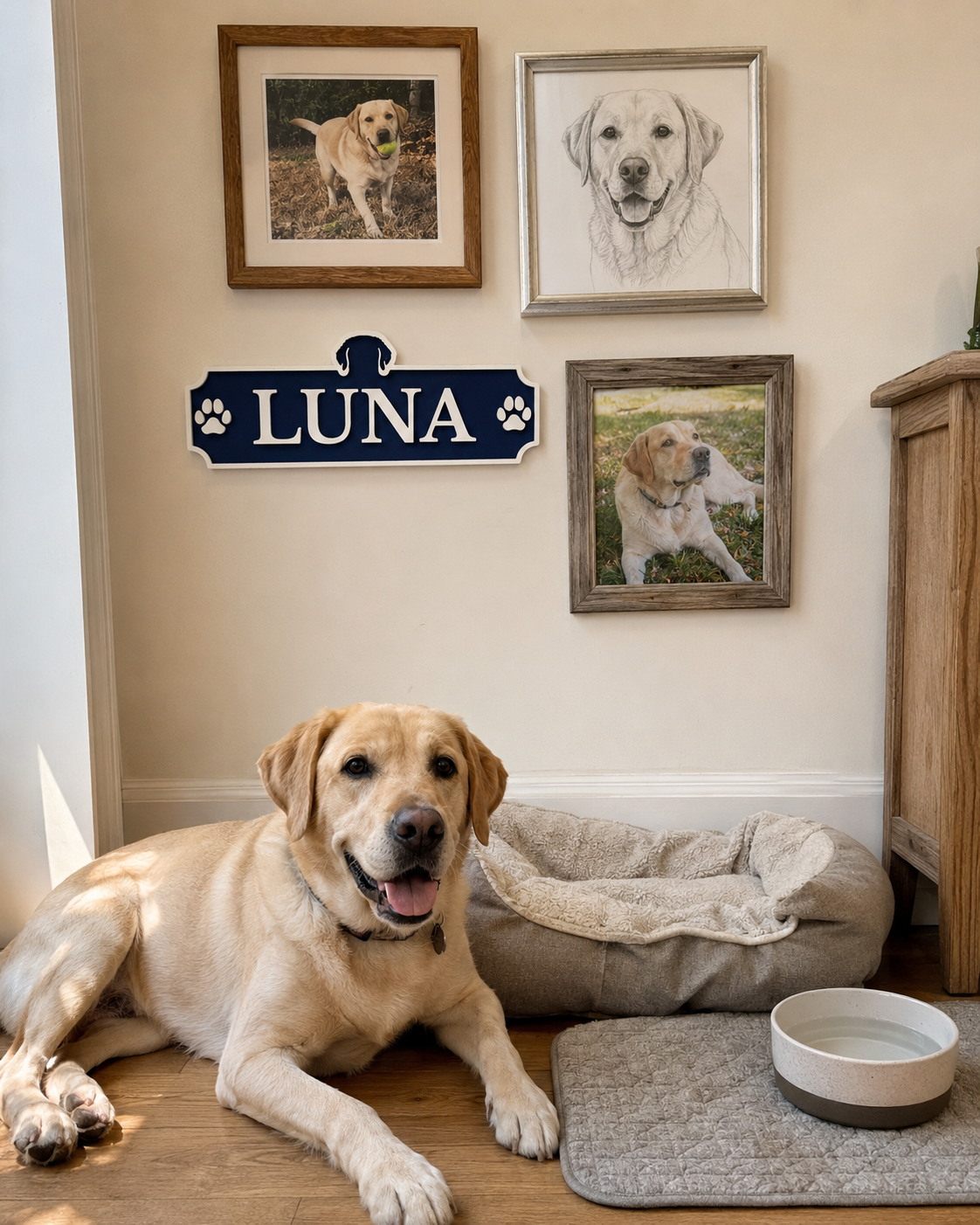 Personalized Dog Name Sign with Custom Breed