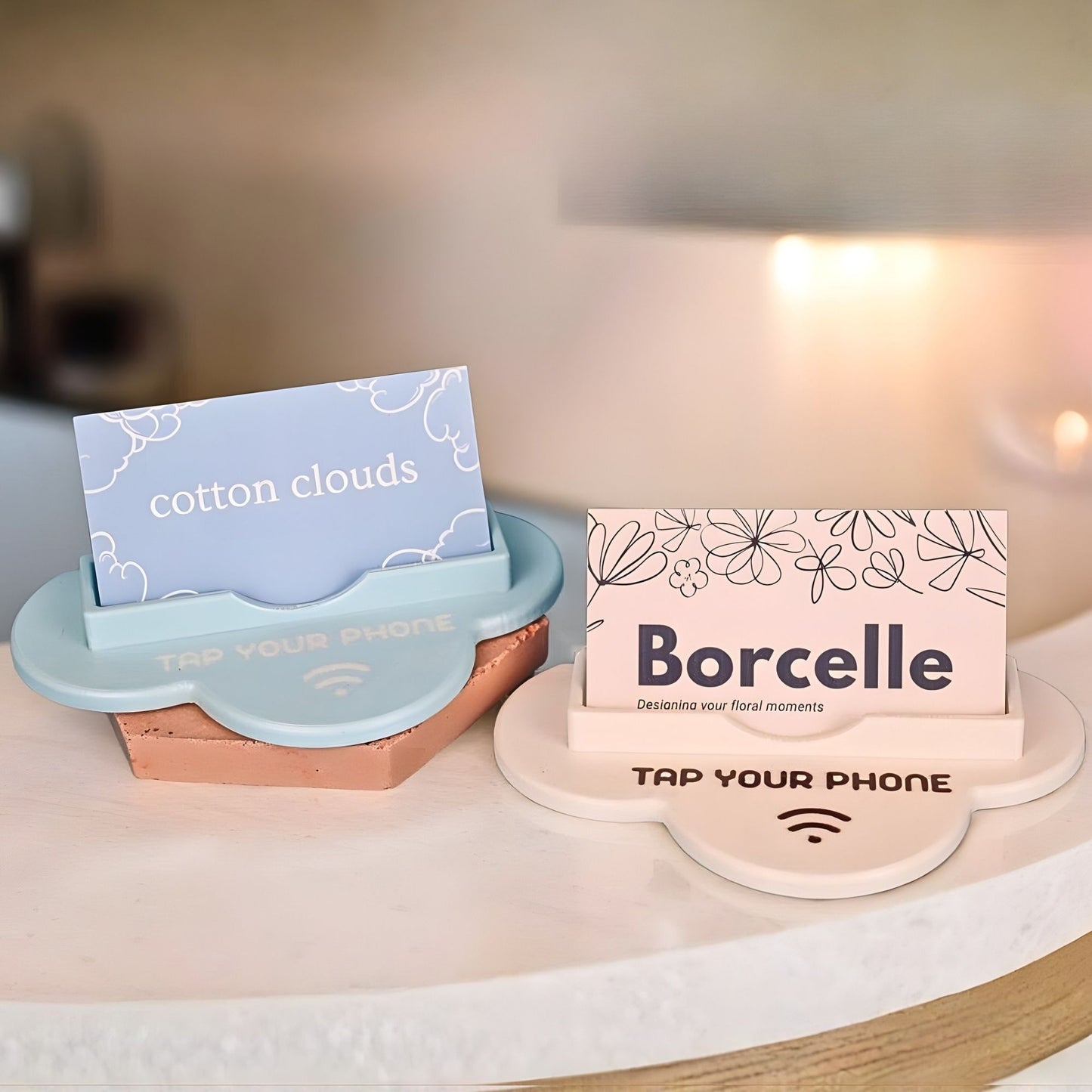 Cloud-Shaped NFC Business Card Holder with Programmable Tap Technology