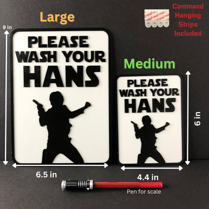 Wash Your Hans Star Wars Bathroom Sign | Funny Star Wars Decor | Funny gift for him | Dad joke gift