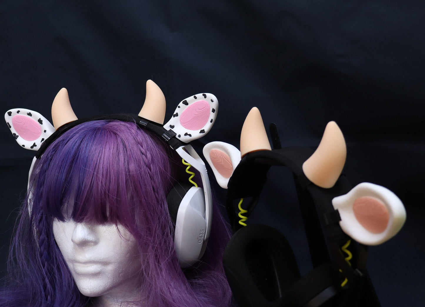 Cow Ears and Horns Headphone Attachment