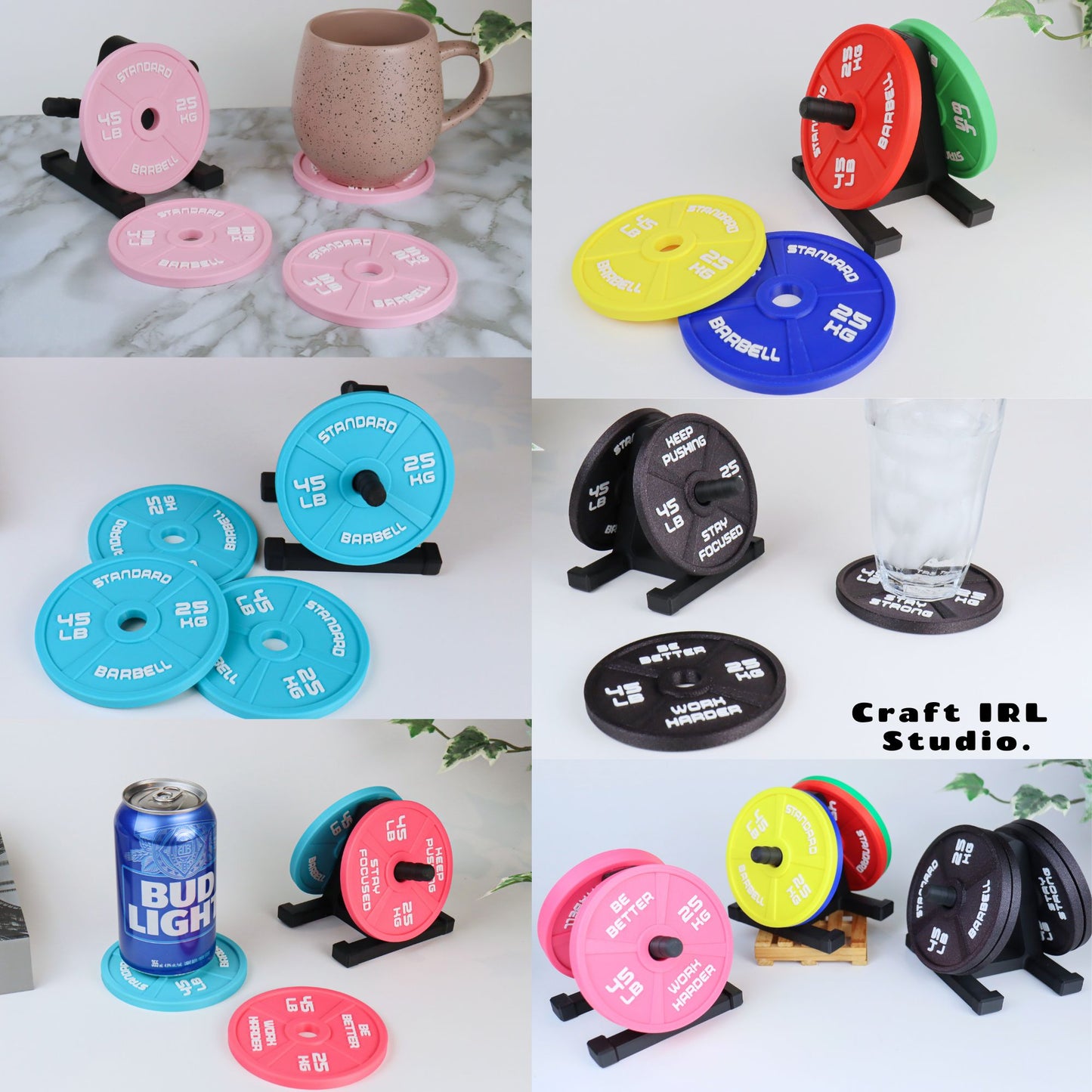 Gym Coaster Set Weight Plate with Rack