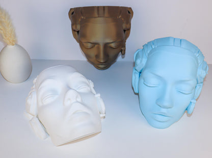 Cyborg Female Face Wall Planter