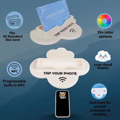 Cloud-Shaped NFC Business Card Holder with Programmable Tap Technology