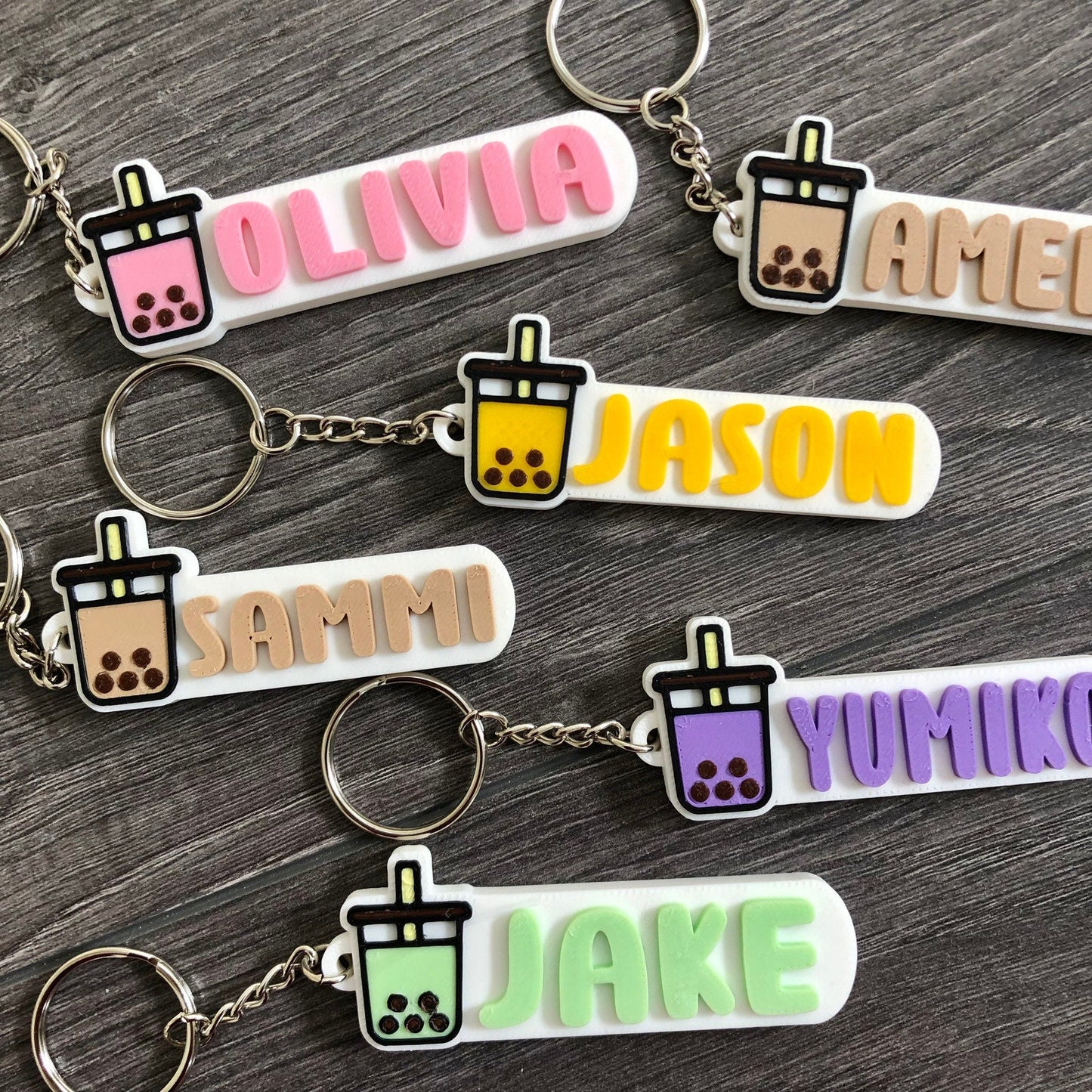 Boba Custom Name Keychain