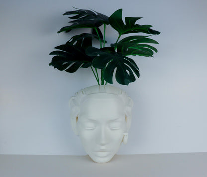 Cyborg Female Face Wall Planter