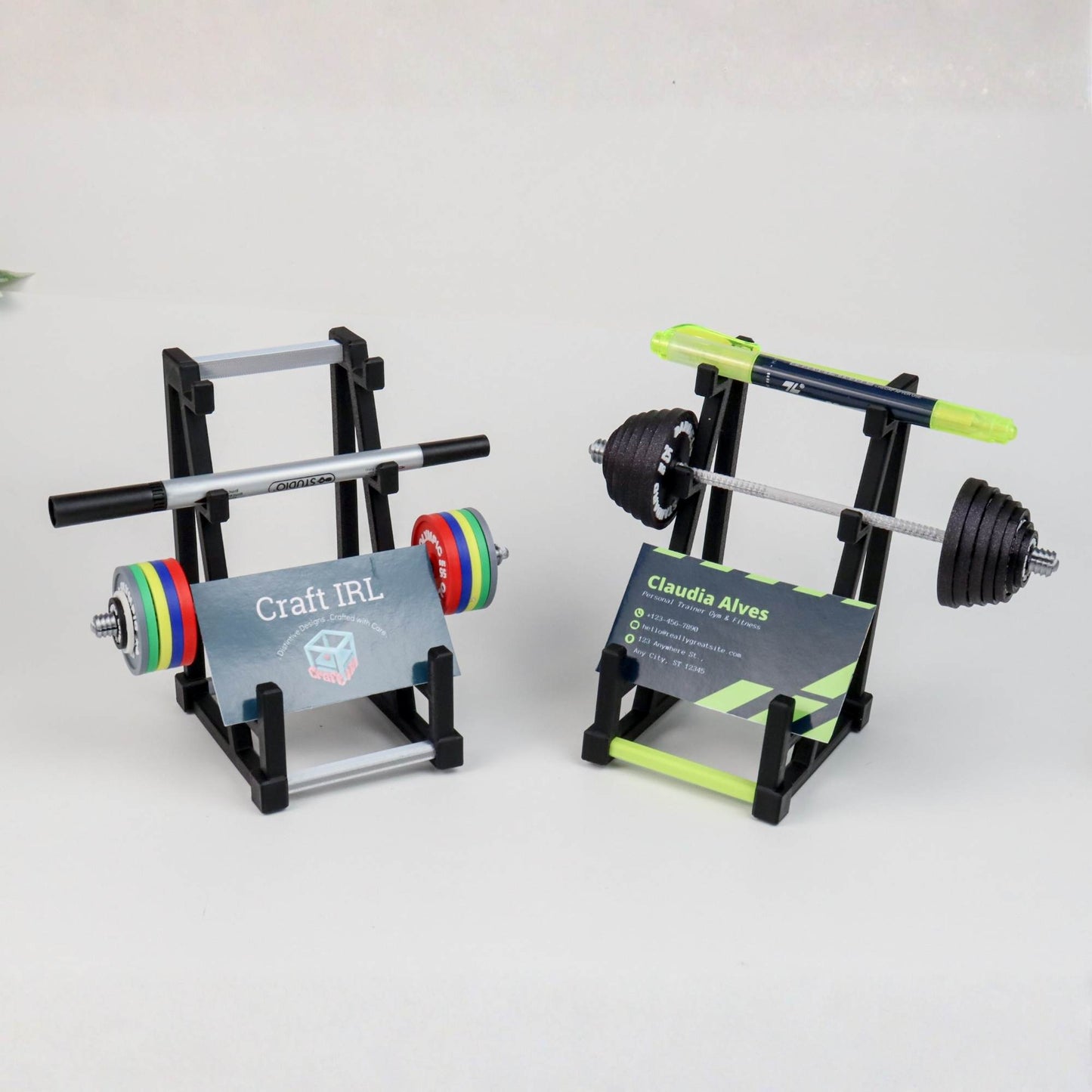 Barbell Rack Business Card Holder  and Pen Holder