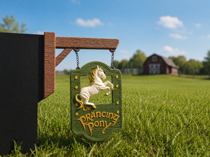 Prancing Pony 3D Tavern Sign -  Bookcase Decoration, Hanging Bookshelf Sign