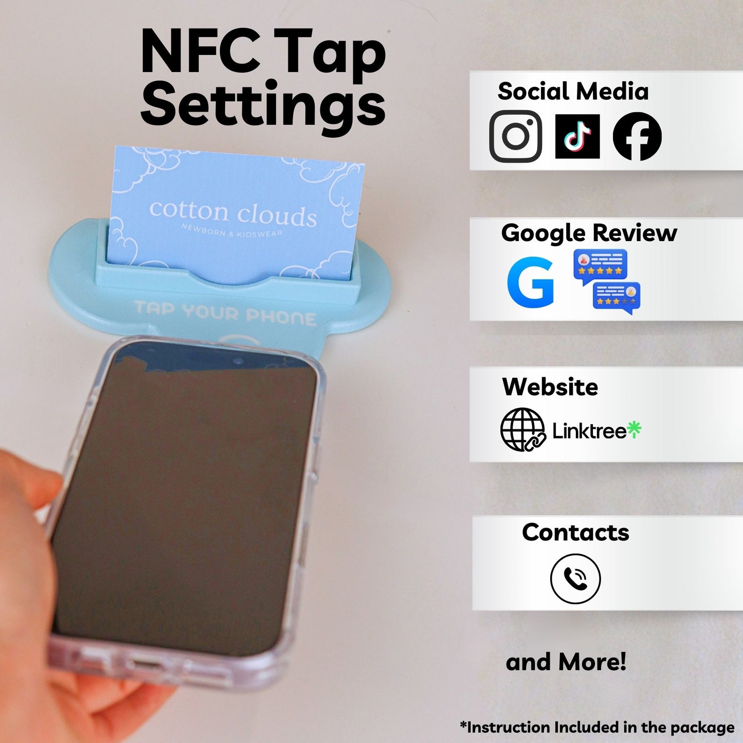 Cloud-Shaped NFC Business Card Holder with Programmable Tap Technology