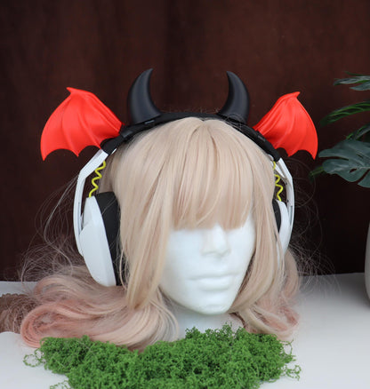 Bat Wings Headphone Attachment with Horns