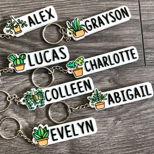 House Plant Custom Name Keychain
