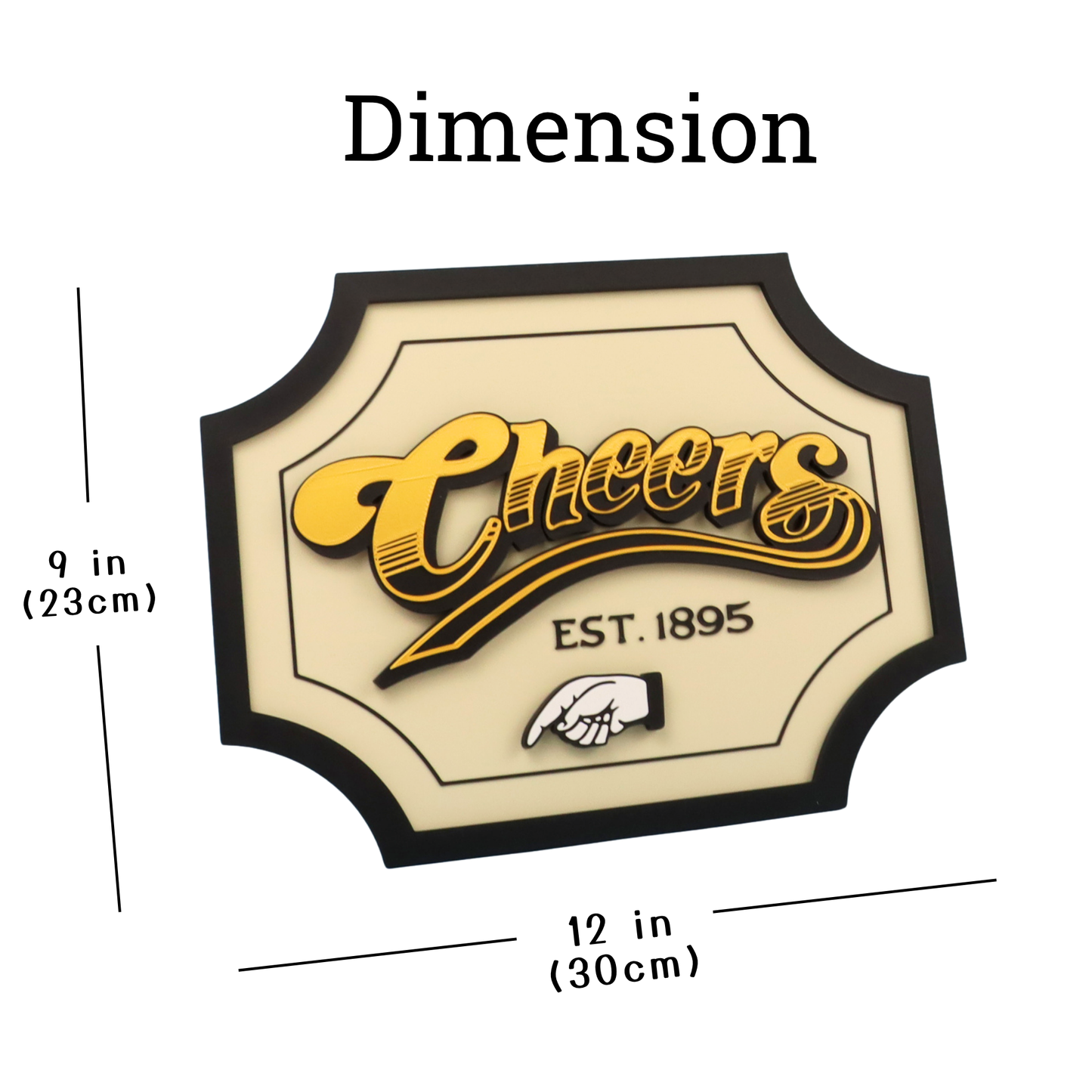3D Cheers Sign for Home Bar or Mancave, Double-Sided Hanging Plaque