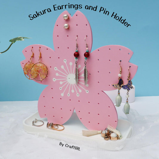 Sakura Earrings and Pin Stand