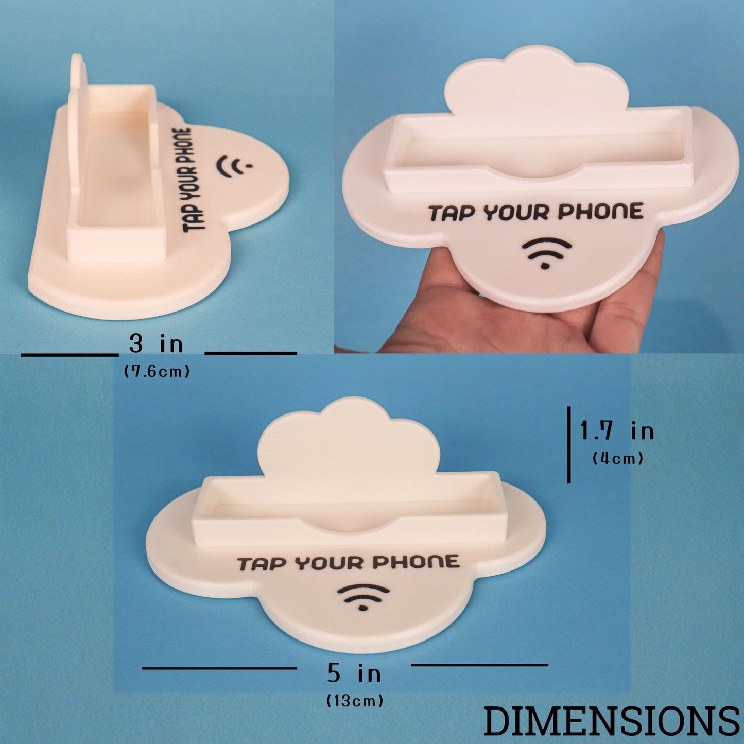 Cloud-Shaped NFC Business Card Holder with Programmable Tap Technology