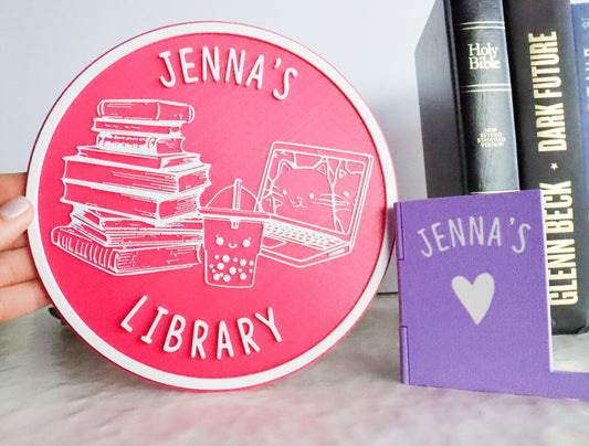 Personalized  Library Sign - Folding Book Stand Included
