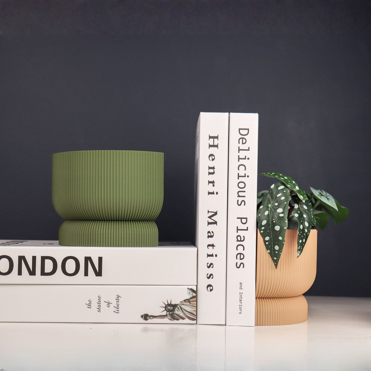 Ribbed Bookend Planter – Minimalist Home Decor