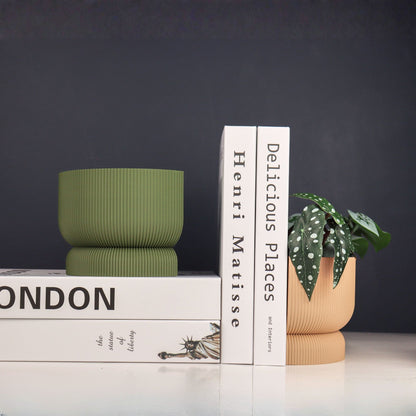 Ribbed Bookend Planter – Minimalist Home Decor