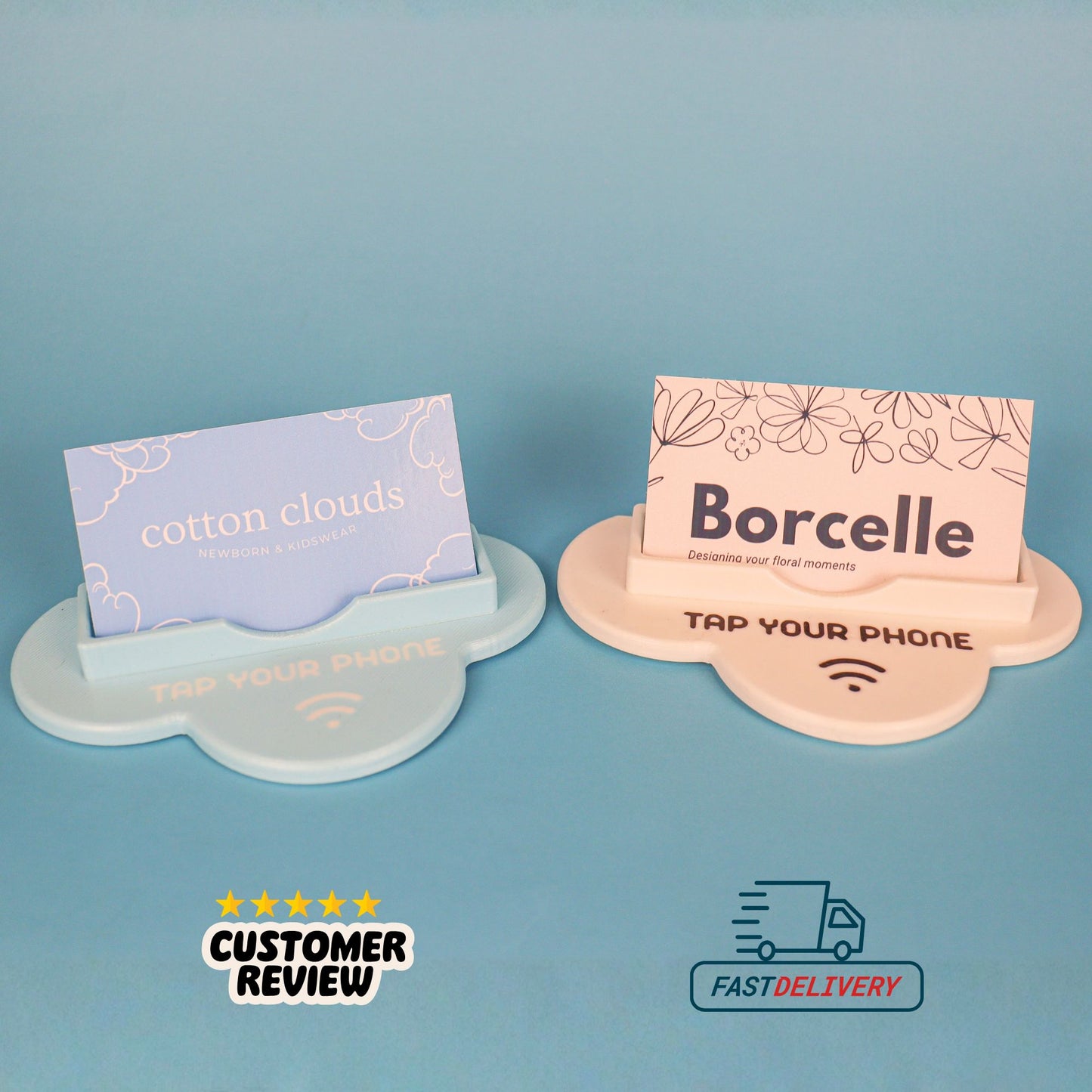 Cloud-Shaped NFC Business Card Holder with Programmable Tap Technology