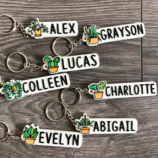 House Plant Custom Name Keychain