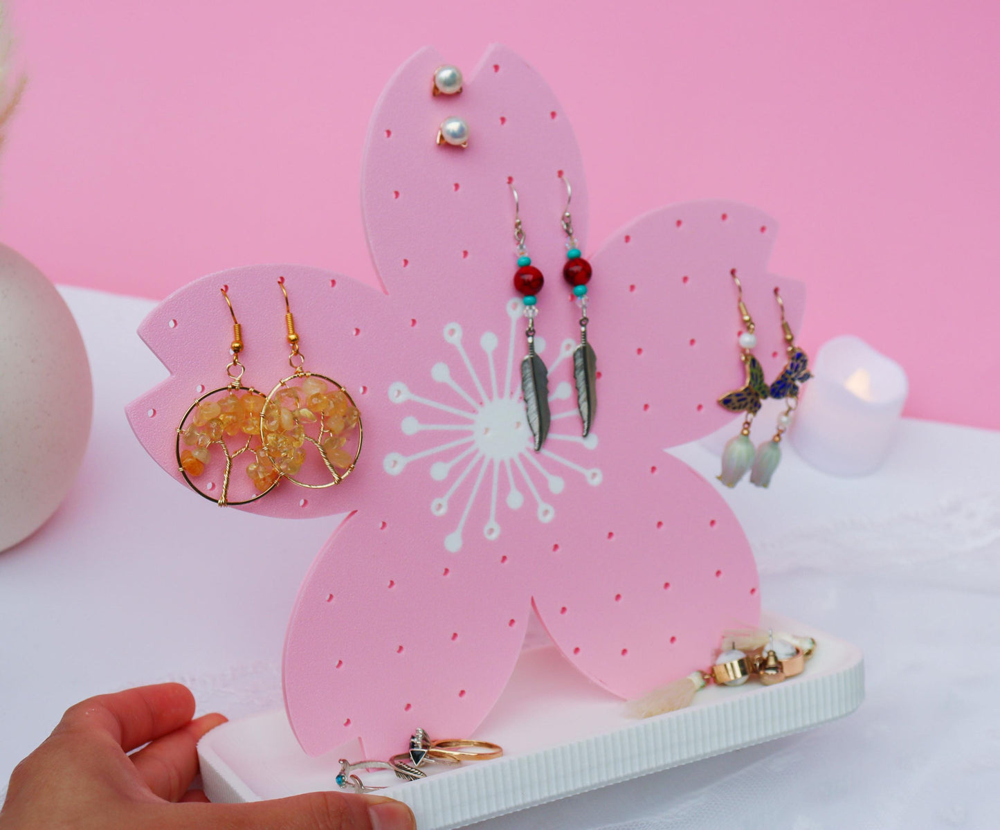 Sakura Earrings and Pin Stand