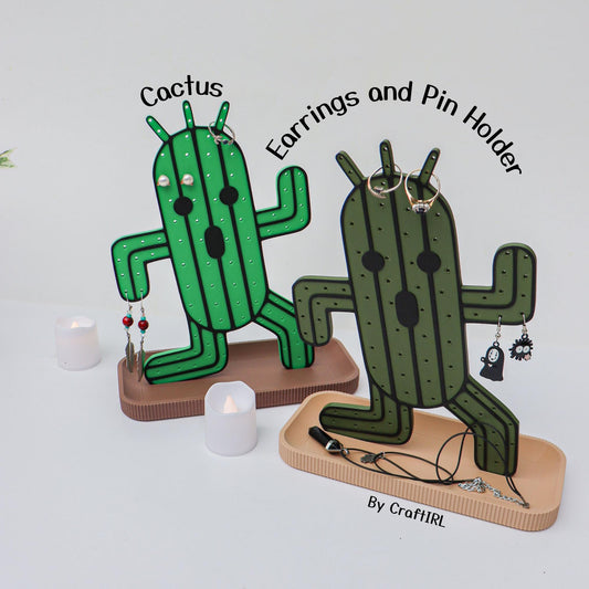 Cactus Earrings and Pin Stand