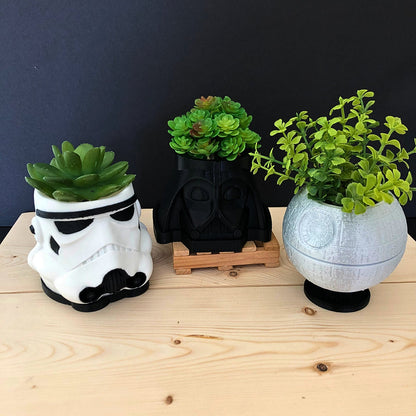 Star Wars Planter Bundle – Darth Vader, Stormtrooper, Death Star