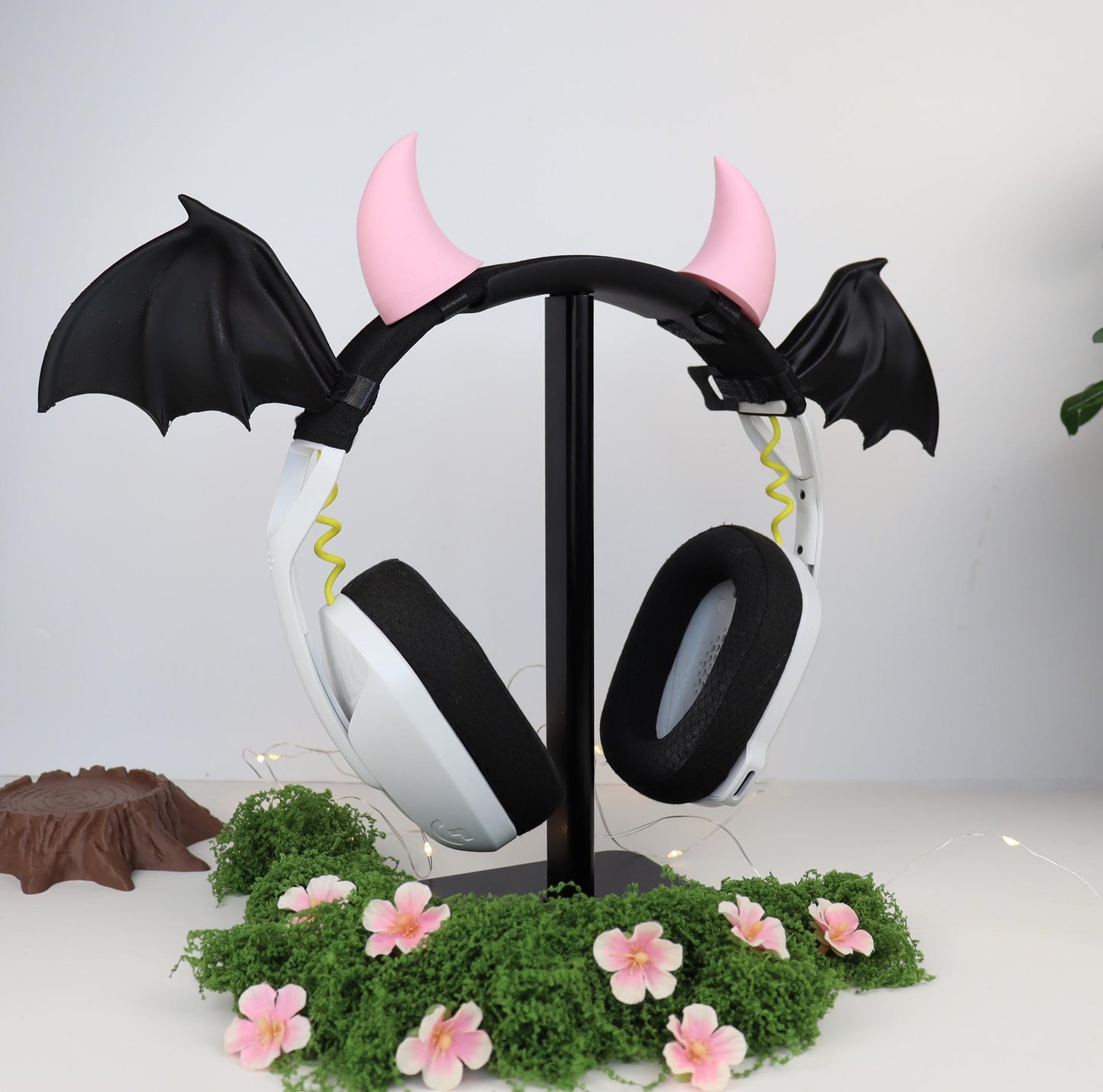 Bat Wings Headphone Attachment with Horns