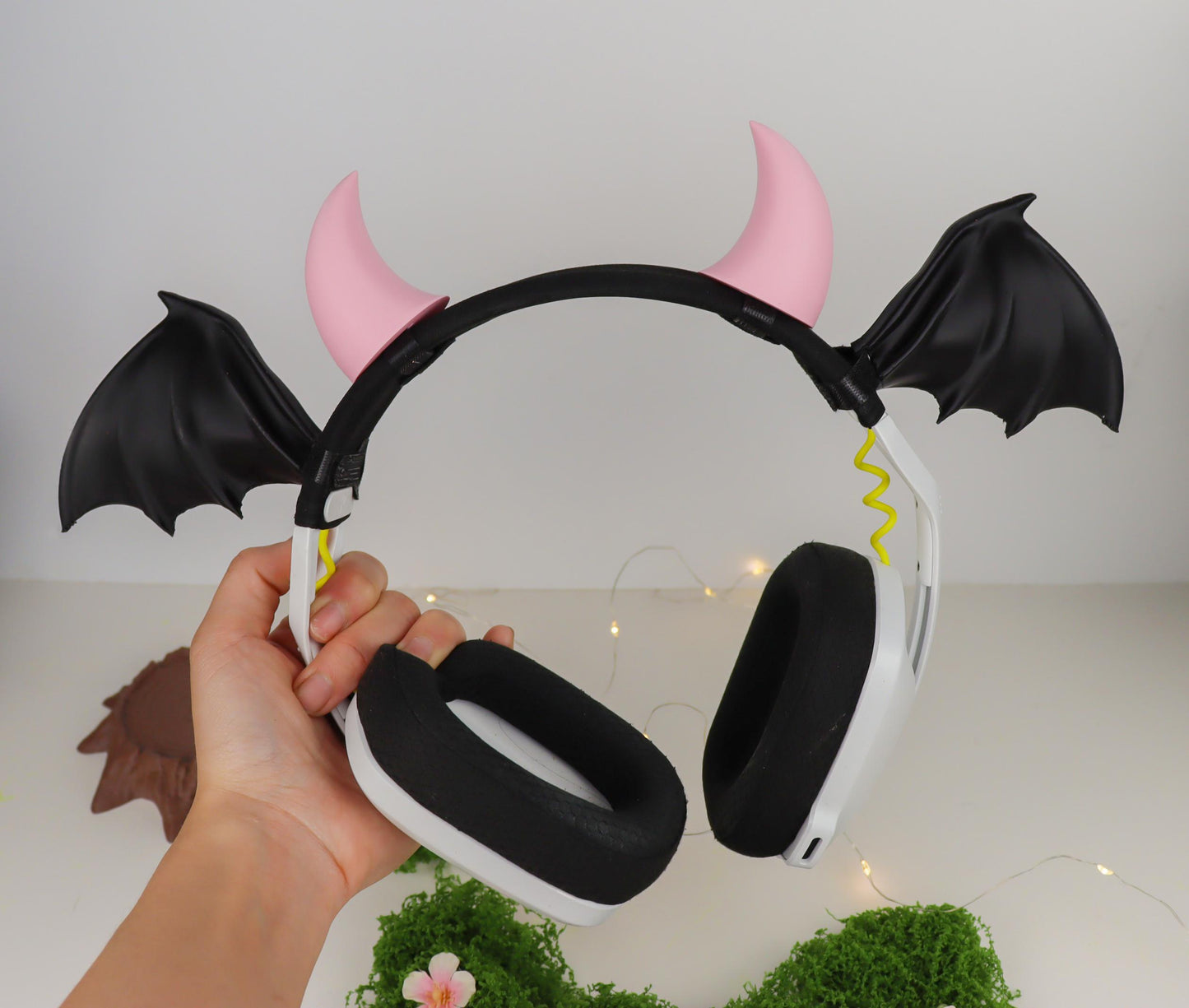 Bat Wings Headphone Attachment with Horns