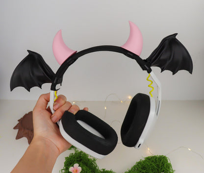 Bat Wings Headphone Attachment with Horns