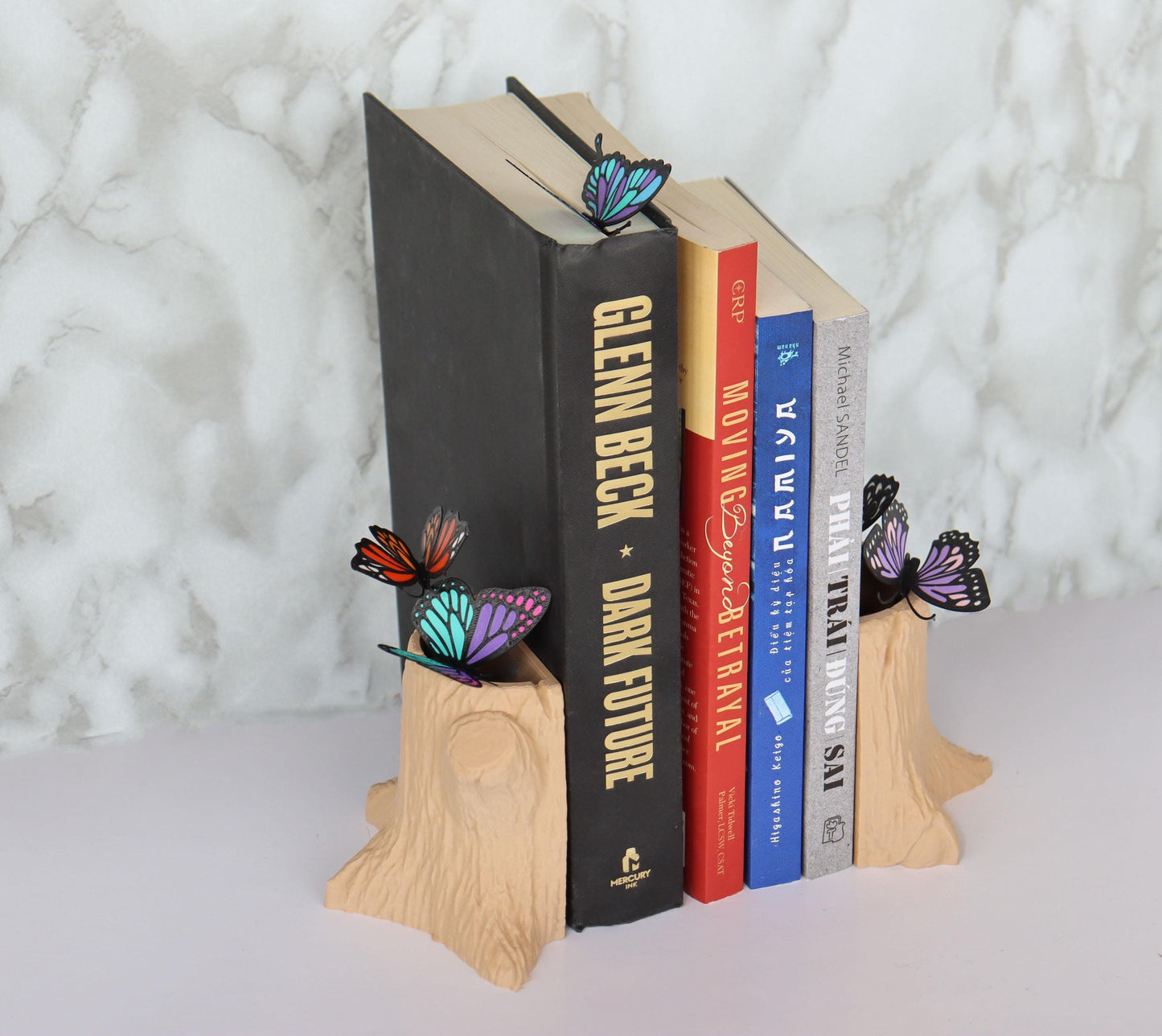 Tree Trunk Bookend and Bookmark or Pen Holder