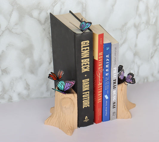 Tree Trunk Bookend and Bookmark or Pen Holder
