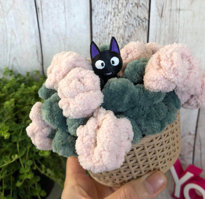 Flower Basket Coaster Set with Cat Decor | 2 Coaster Included