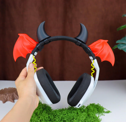 Bat Wings Headphone Attachment with Horns