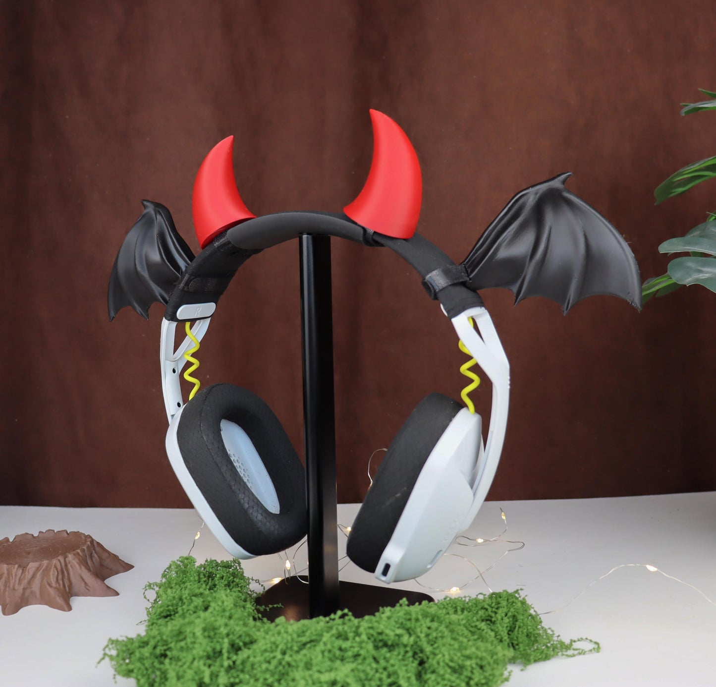 Bat Wings Headphone Attachment with Horns