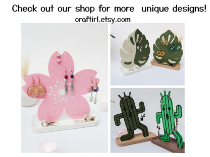 Monstera Leaf Earrings and Pin Stand