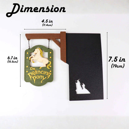 Prancing Pony 3D Tavern Sign -  Bookcase Decoration, Hanging Bookshelf Sign