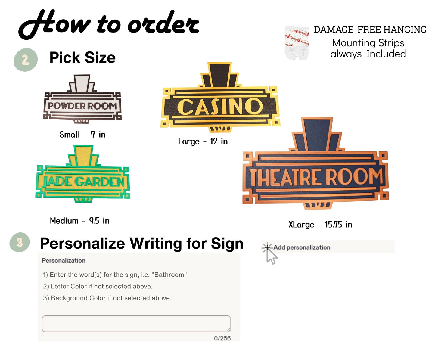Custom Art Deco Sign | Retro Ambiance | Art Deco | Home Theater | Bathroom | Office Sign | Business Sign