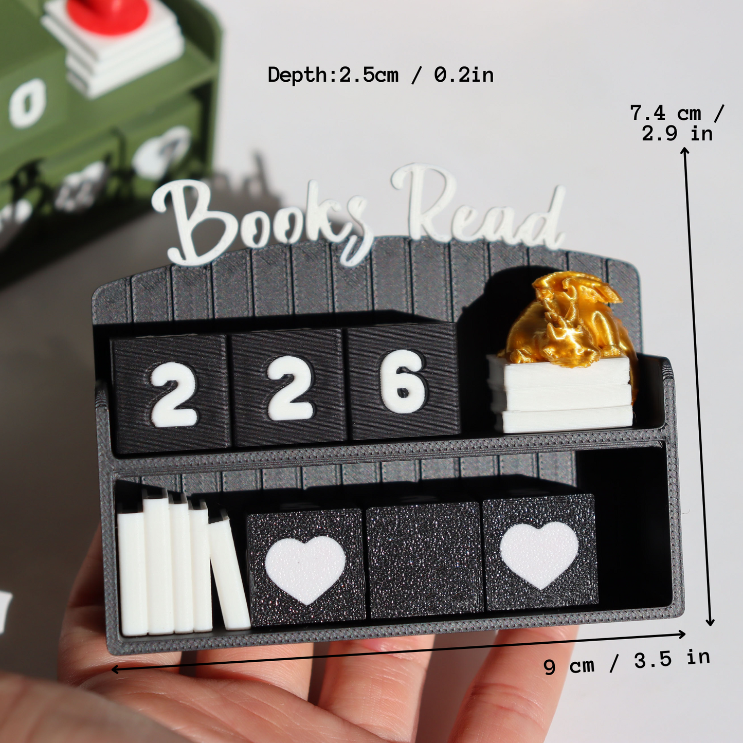 Mini Bookshelf Book Counter