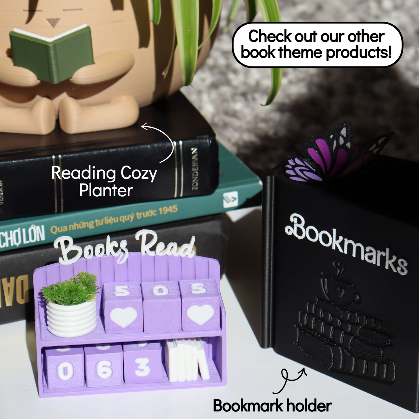 Mini Bookshelf Book Counter