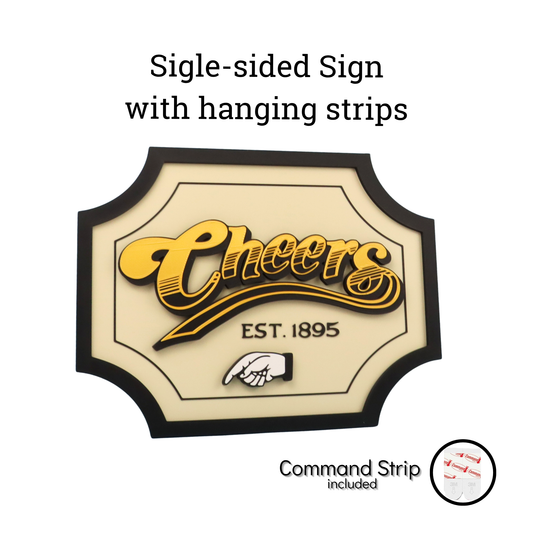 3D Cheers Sign for Home Bar or Mancave, Double-Sided Hanging Plaque