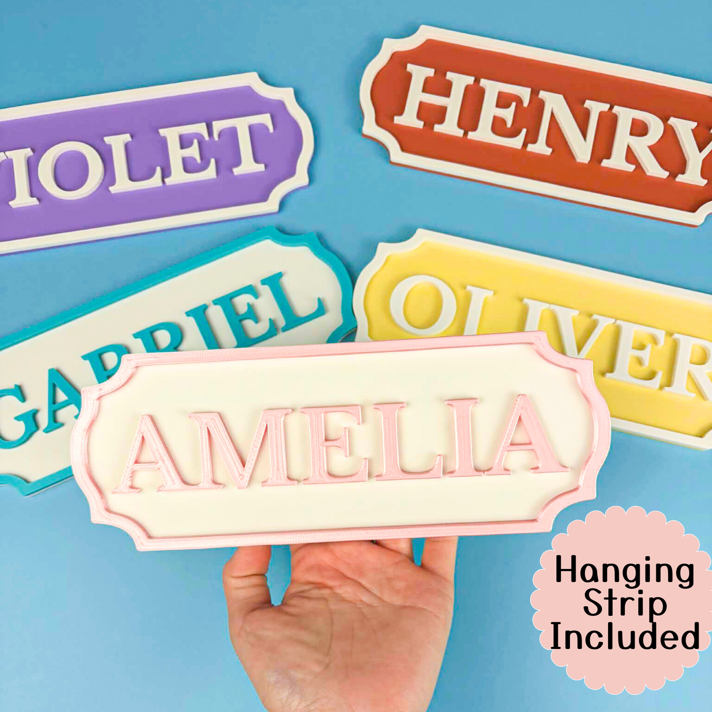 Personalized Pastel Name Door Hanger, Kids Room Sign, Bedroom Decor