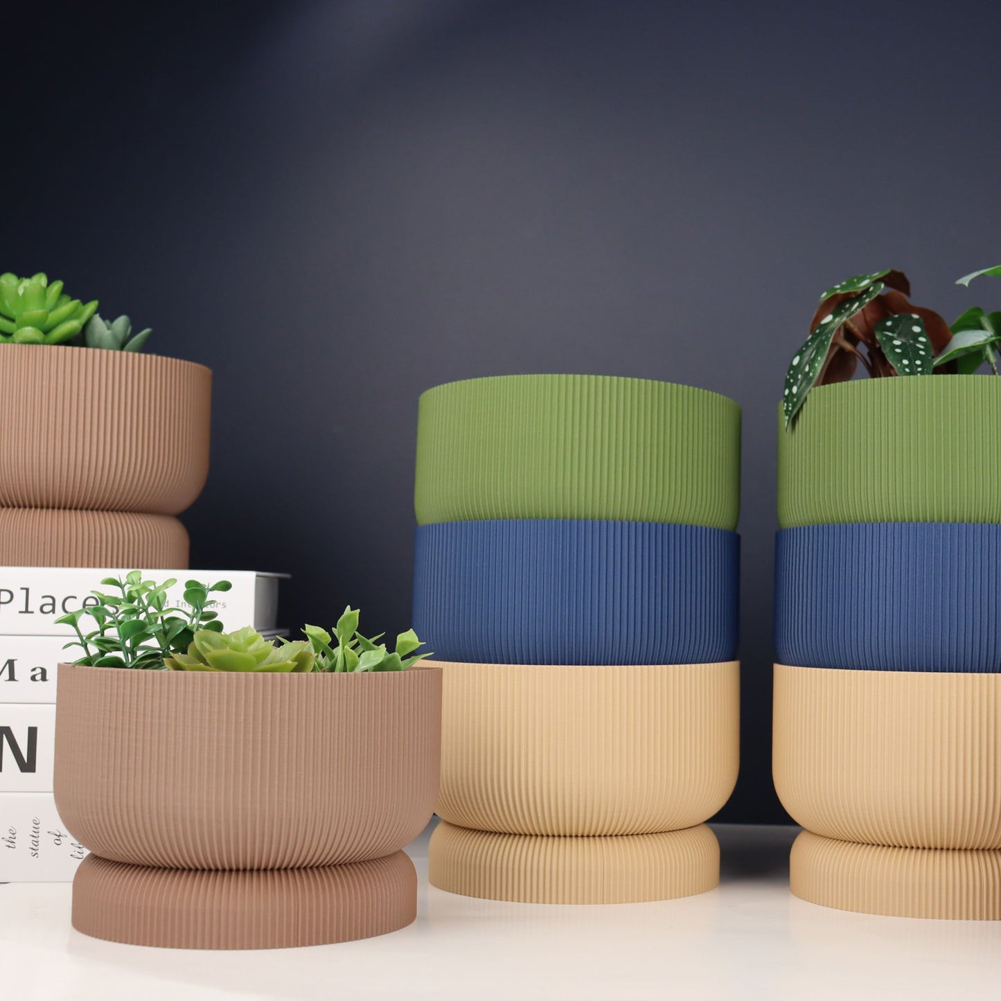 Ribbed Bookend Planter – Minimalist Home Decor